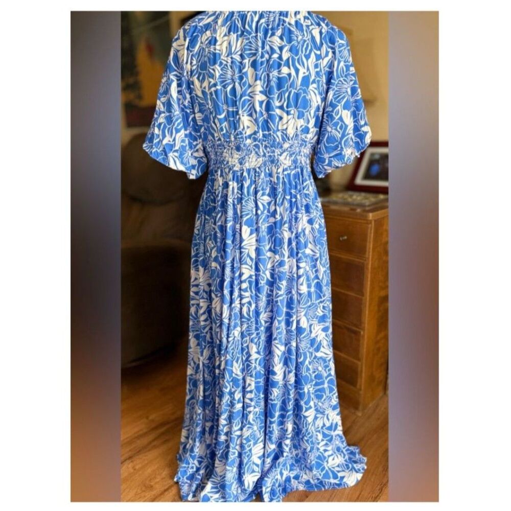 NWT Chic Blue Floral Maxi Dress - Picture 3 of 11